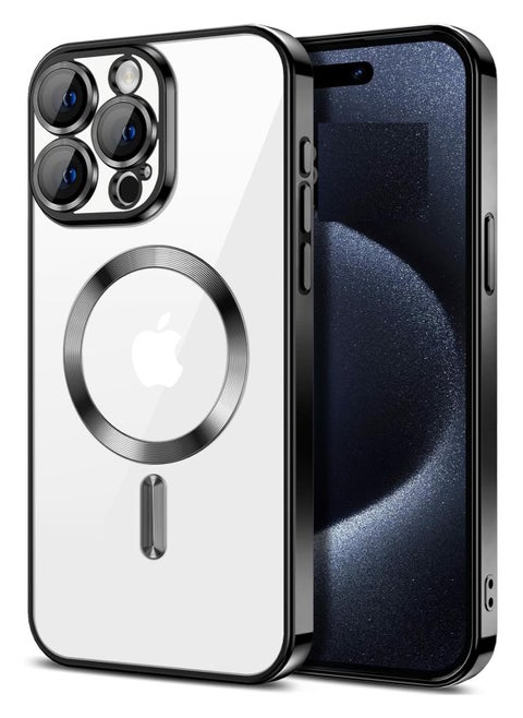 Magnetic Clear Case for iPhone 14 Pro Max with Camera Lens Protector | MagSafe Compatible Slim TPU Cover with Plating Edge – Soft & Protective Design