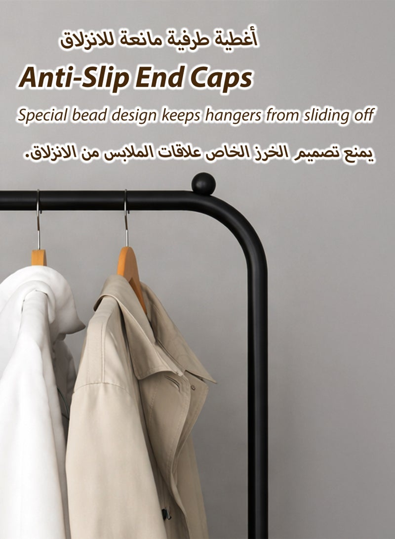 توشيونيكس رف ملابس مزدوج القضبان شديد التحمل، رف تجفيف ملابس مزدوج الطبقات، منظم ملابس، خزانة مفتوحة مع قضيبين للتعليق، خطافات جانبية ورف تخزين سفلي، أنابيب فولاذية قوية، سعة تحميل كبيرة تصل إلى 35 كجم، يتميز بقضيبين أفقيين لتعليق الملابس، مناسب لغرفة الغسيل، الشرفة، ملاءات غرفة النوم، الألحفة، البطانيات، المعاطف، التنانير، القمصان، القبعات، حامل سترات بطول 110 سم - Image 5