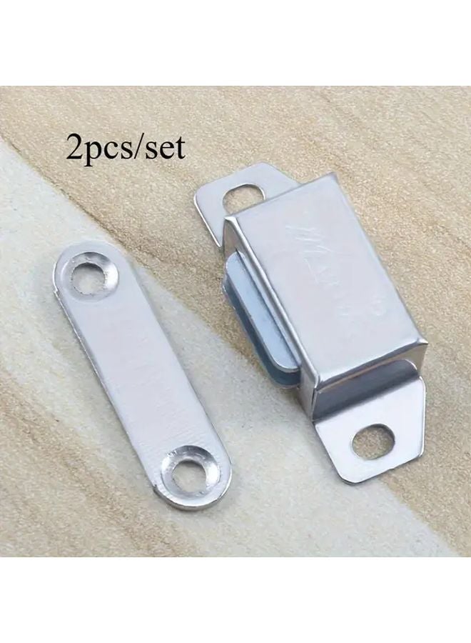 2pcs Heavy Duty 304 Stainless Steel Magnetic Door Catch Silvery Anti Collision Design - Image 1