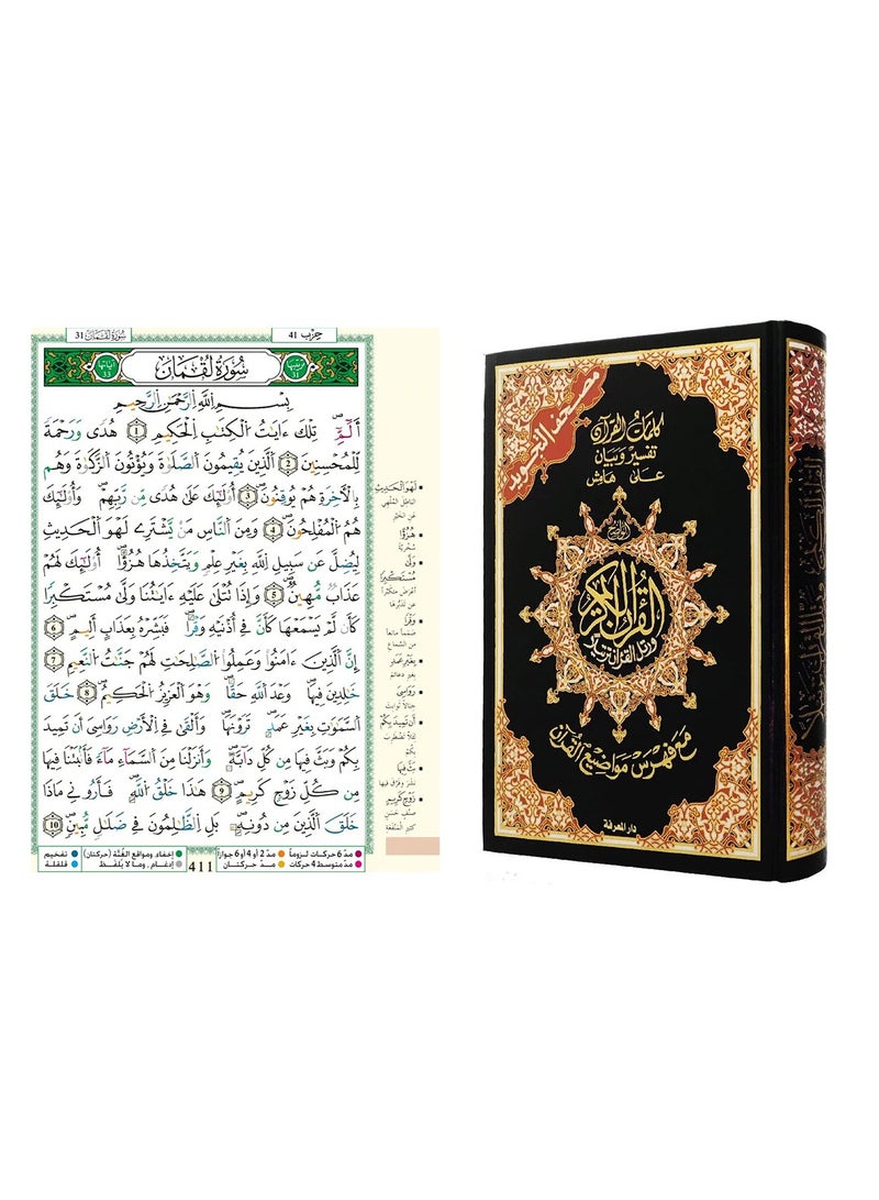 Tajweed Quran with hard cover( with words meanings and topics index ) black size 14/20 - Image 2