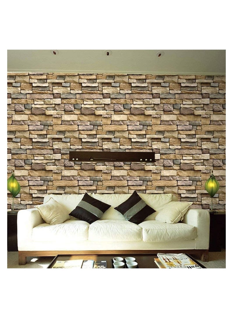 رات سو ورق حائط بتصميم ثلاثي الأبعاد يحاكي الطوب الذاتي اللصق، يمكن فصله والتصاقه بالحائط بسهولة، مقاوم للماء، ويعمل كديكور جمالي للمنزل أو المكتب. الأبعاد: 45x600 سم. - Image 2