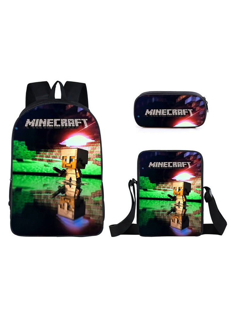 MINECRAFT My World Cartoon Student Backpack Three-piece Set 29*42*16cm 