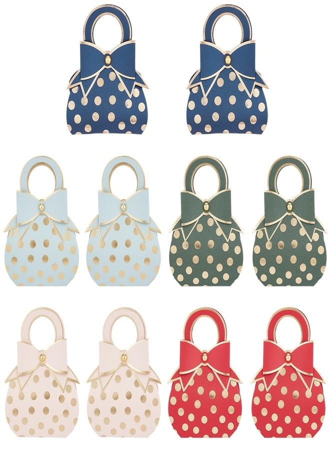 CALFOVERA 50pcs Bowknot Gift Handbags 5 Colors Small Paper Party Favor Boxes Gold Accents Decorative Candy Wrapping Bags Treat Purses with Handle for Wedding Shower Birthday Bridal - Image 1