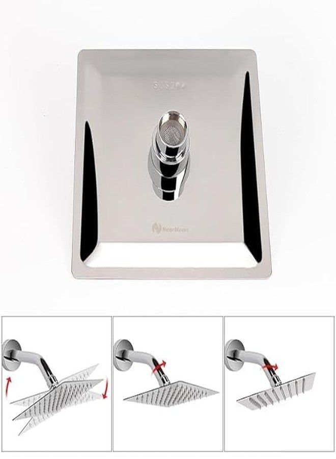 SEARENE BATHWARE SS-304 Stainless Steel Rain Shower Head | 8x8 Inch High-Flow Square Rainfall Showerhead for Bathroom | High Pressure Ultra-Slim, Leak Proof | Wall & Ceiling Mounted | Chrome Finish - Image 3