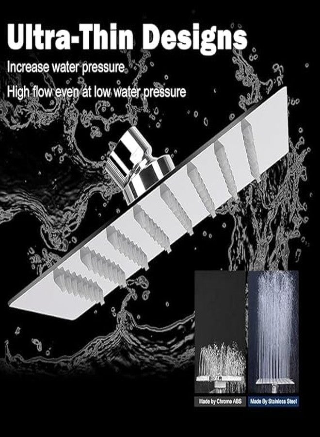 SEARENE BATHWARE SS-304 Stainless Steel Rain Shower Head | 8x8 Inch High-Flow Square Rainfall Showerhead for Bathroom | High Pressure Ultra-Slim, Leak Proof | Wall & Ceiling Mounted | Chrome Finish - Image 4