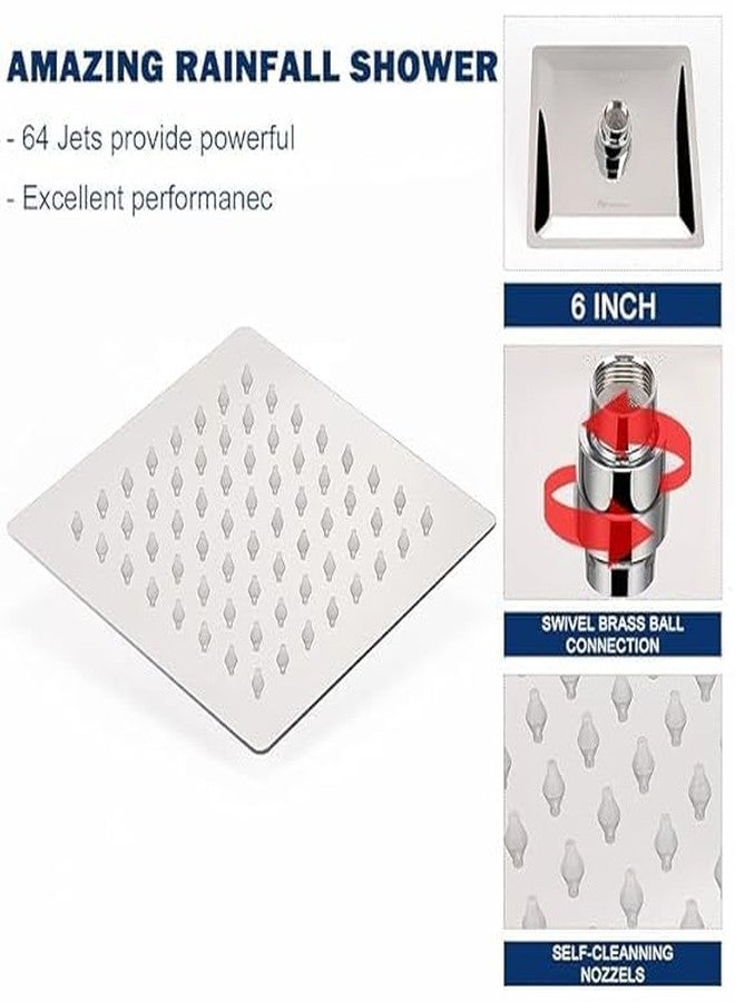 SEARENE BATHWARE SS-304 Stainless Steel Rain Shower Head | 8x8 Inch High-Flow Square Rainfall Showerhead for Bathroom | High Pressure Ultra-Slim, Leak Proof | Wall & Ceiling Mounted | Chrome Finish - Image 2