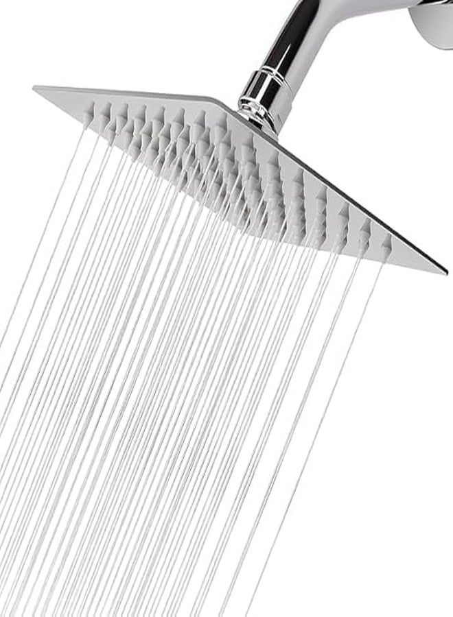 SEARENE BATHWARE SS-304 Stainless Steel Rain Shower Head | 8x8 Inch High-Flow Square Rainfall Showerhead for Bathroom | High Pressure Ultra-Slim, Leak Proof | Wall & Ceiling Mounted | Chrome Finish - Image 1