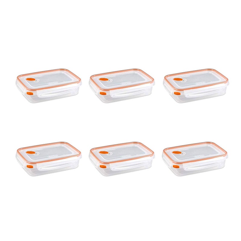 ستيريليت الحاوية العقيمة Ultra-Seal 5.8 كوب مستطيل محكم تخزين الطعام حاوية مغلق غطاء ميكروويف وغسالة صحون واضحة مع حشية برتقالية واحدة - Image 1