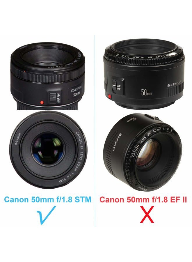 Fotasy غطاء عدسة بايونت زهري مخصص لعدسة كانون EF 50mm f/1.8 STM، غطاء عدسة كانون 50mm 1.8 STM، بديل لغطاء عدسة كانون ES-68 II، ES68F، أسود - Image 2
