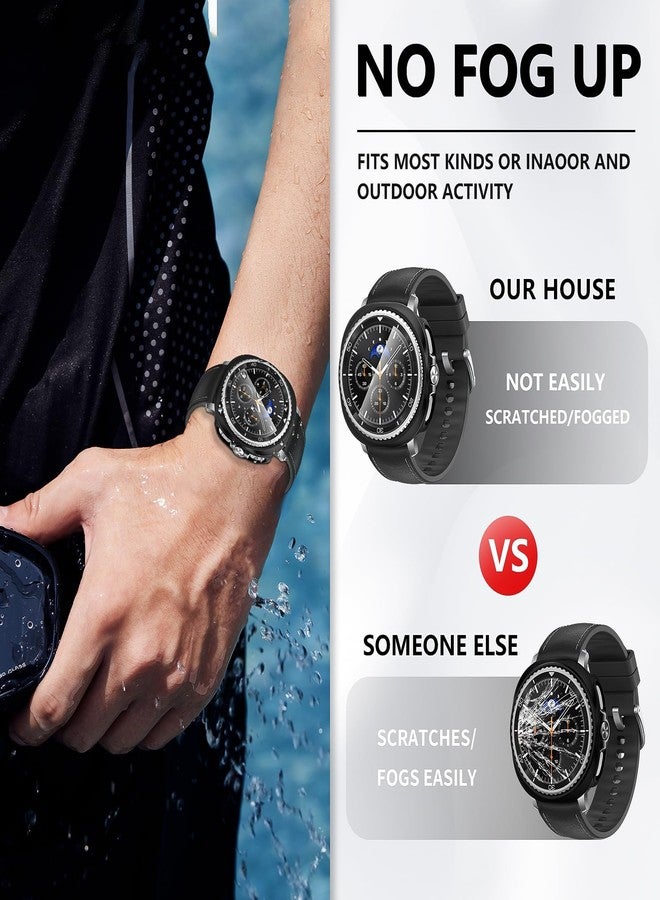 Suoman 5+5 Pack for Samsung Galaxy Watch 8 Classic 46mm Case, [Scratch Resistent] High Definition Tempered Glass Screen Protector, Hard PC Hollow Out Bumper Protective Cover - Image 4
