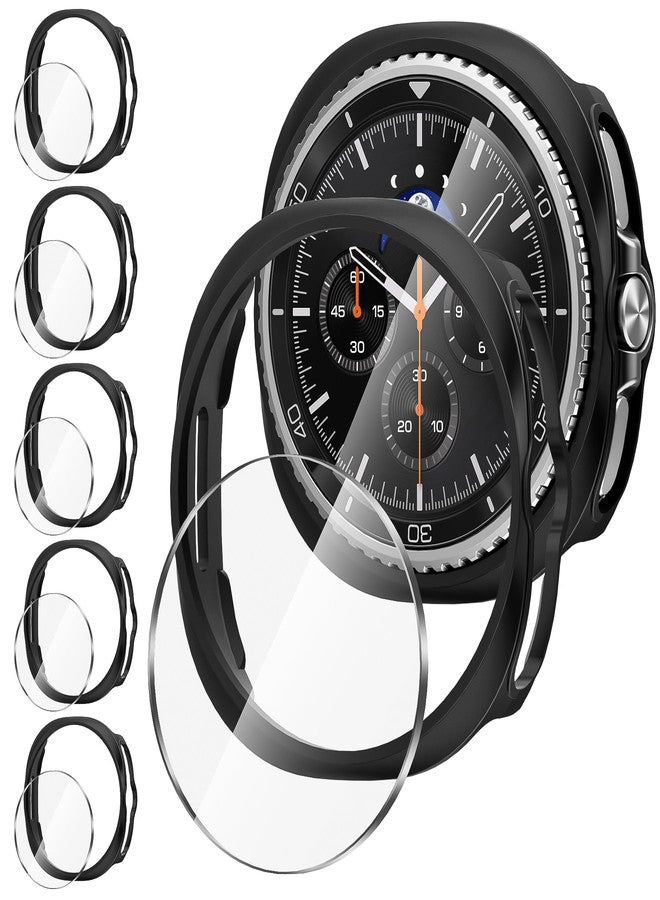 Suoman 5+5 Pack for Samsung Galaxy Watch 8 Classic 46mm Case, [Scratch Resistent] High Definition Tempered Glass Screen Protector, Hard PC Hollow Out Bumper Protective Cover - Image 1