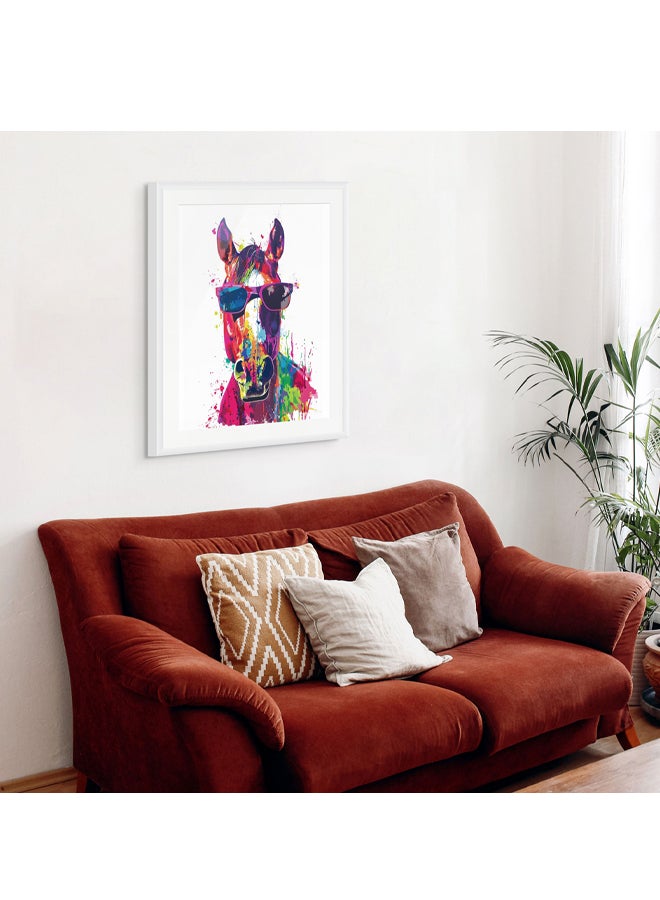 Art Decor Art Decor Framed Fine Art of Horse Portrait Pop Equestrian Artwork Colorful Animal Wall Art Print Wall Decor for Home Living Room Bedroom Office Studio Gifting - Image 3