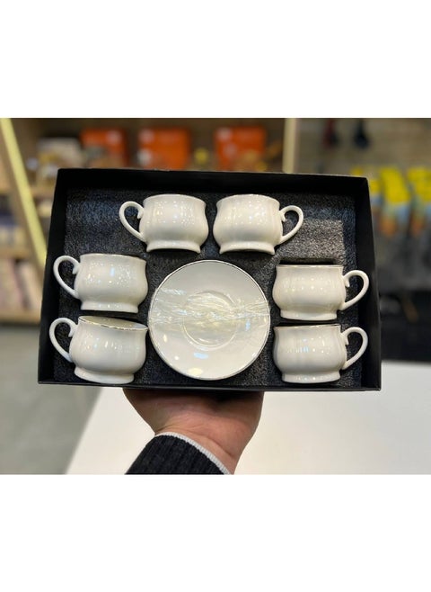 Porcelain coffee cup set. The set consists of 12 pieces: 6 cups and 6 saucers.