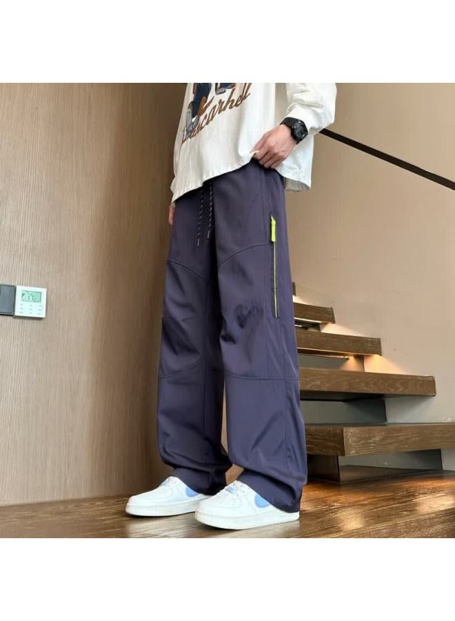Dingfengbaoluo American Casual Long Pants High Street Outdoor Hiking Loose Comfortable Straight-leg Cargo Pants Aer63 Purple 3XL - Image 3