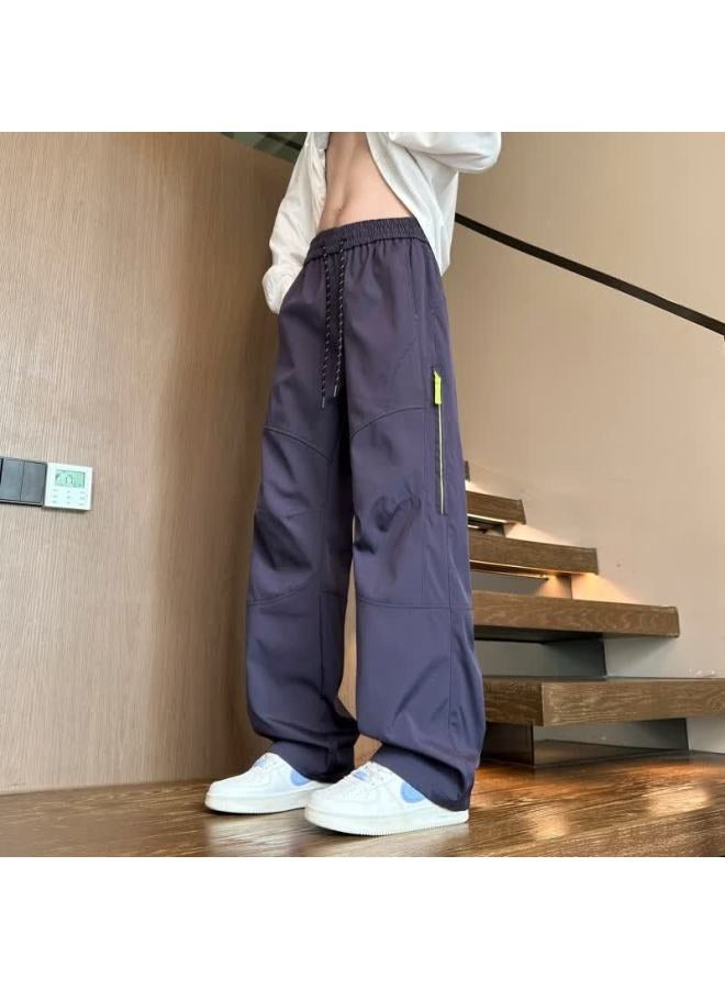 Dingfengbaoluo American Casual Long Pants High Street Outdoor Hiking Loose Comfortable Straight-leg Cargo Pants Aer63 Purple 3XL - Image 2