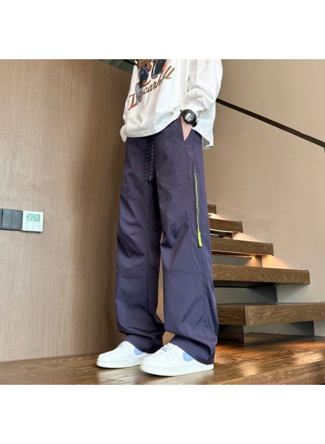 Dingfengbaoluo American Casual Long Pants High Street Outdoor Hiking Loose Comfortable Straight-leg Cargo Pants Aer63 Purple 3XL - Image 1