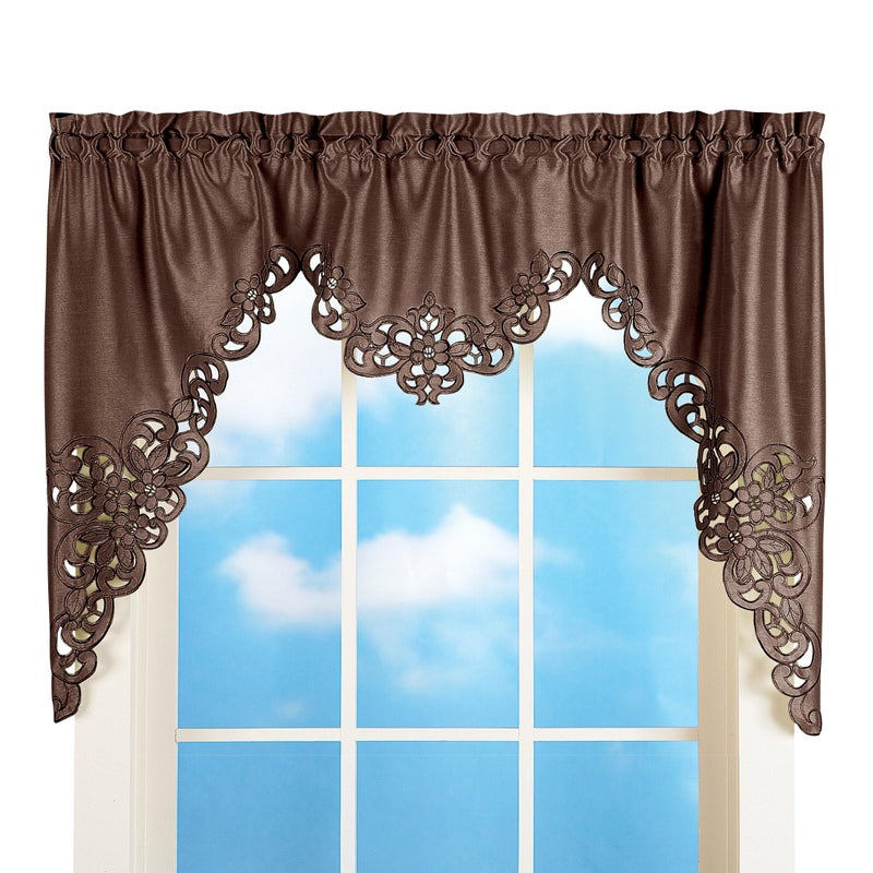 Collections Etc Elegant Scroll Window Valance Chocolate 58" X 36", Chocolate, 58" X 36" - Image 1