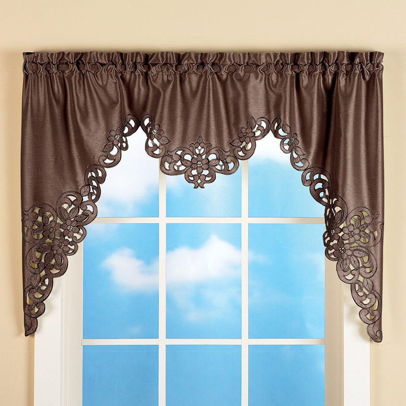 Collections Etc Elegant Scroll Window Valance Chocolate 58" X 36", Chocolate, 58" X 36" - Image 2