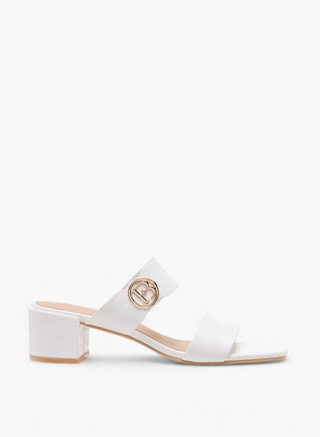 Women's Monogram Accent Blocked Heel Slip-On Sandals