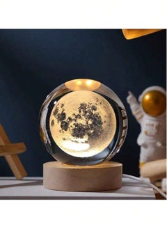 NAGAFA SHOP 3D Starry Larg Crystal Ball Night Light with Premium Crystal and Wooden Base - Warm Yellow Glow, USB Powered Moon and Solar System Models | Snowman & Santa Designs for a Cozy Bedroom Atmosphere | Ideal for Home Decor, Office, Living Room | Perfect Gift for Astronomy Enthusiasts  - Image 2