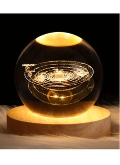 NAGAFA SHOP 3D Starry Larg Crystal Ball Night Light with Premium Crystal and Wooden Base - Warm Yellow Glow, USB Powered Moon and Solar System Models | Snowman & Santa Designs for a Cozy Bedroom Atmosphere | Ideal for Home Decor, Office, Living Room | Perfect Gift for Astronomy Enthusiasts  - Image 4