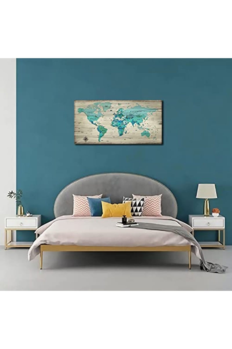 Meigan Art World Map Poster Canvas Wall Nautical Decor Modern Framed Map of The World Vintage work Green Map for Living Room Office Wall Ready to Hang - Image 4
