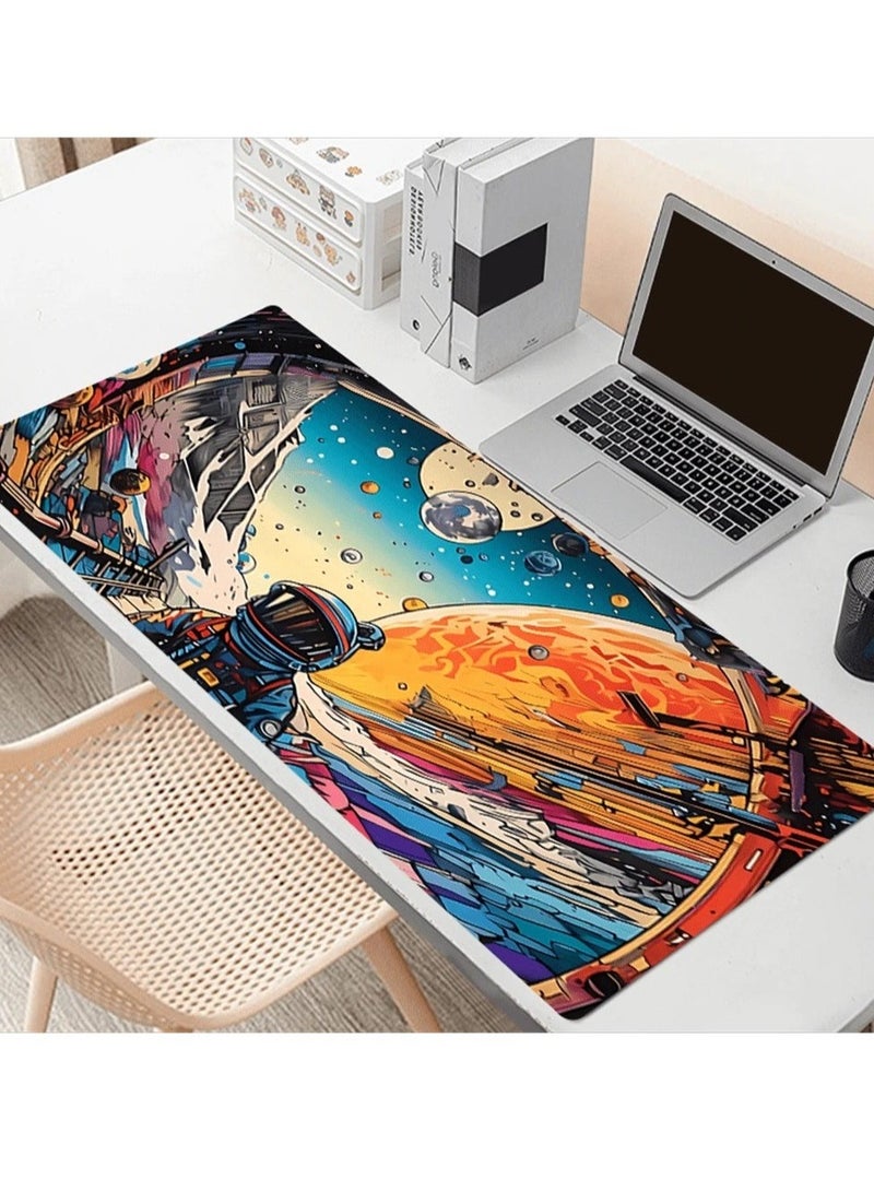 Spaceman and Planets  Large Mouse Pad For Desktop 900x400x3mm Extended Keyboard Pad Gaming Mouse Pad Non-slip Rubber Base Mouse Pad Desk Accessories  - Image 1