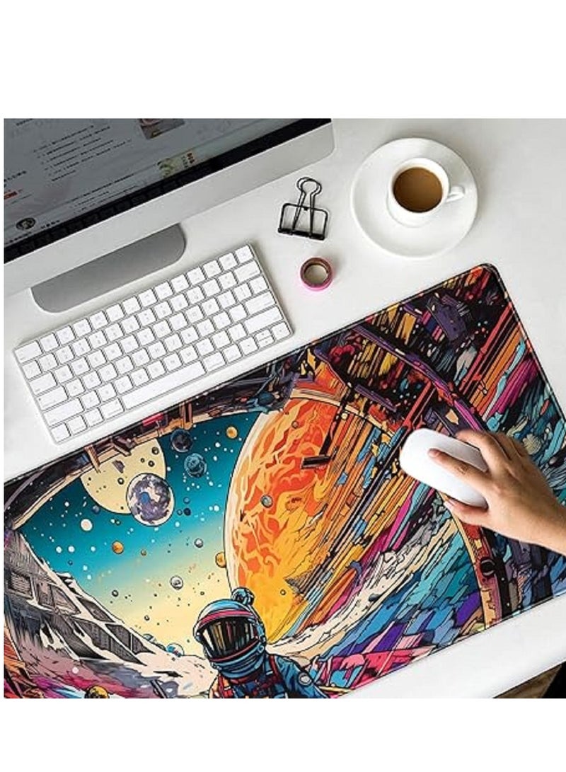 Spaceman and Planets  Large Mouse Pad For Desktop 900x400x3mm Extended Keyboard Pad Gaming Mouse Pad Non-slip Rubber Base Mouse Pad Desk Accessories  - Image 4