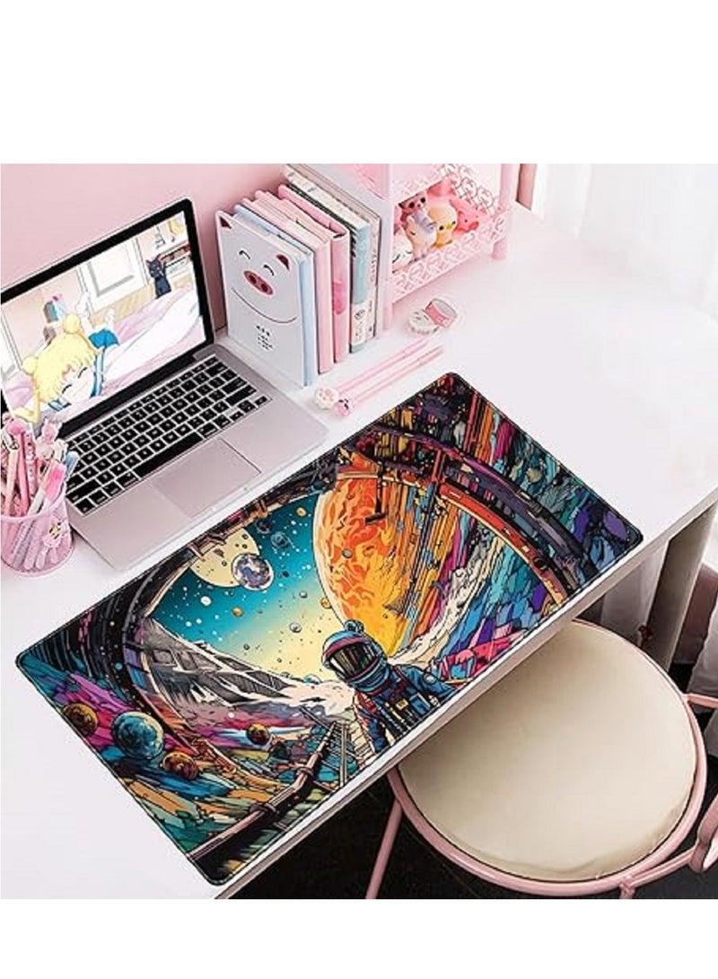 Spaceman and Planets  Large Mouse Pad For Desktop 900x400x3mm Extended Keyboard Pad Gaming Mouse Pad Non-slip Rubber Base Mouse Pad Desk Accessories  - Image 5