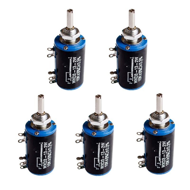 HiLetgo 5pcs WXD3-13-2W 10K Ohm Multi-Turn Wirewound Potentiometer 10K Ohm - Image 1