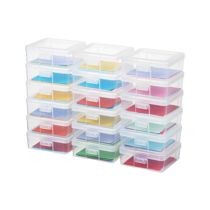 novelinks Stackable Plastic Clear Storage Box Containers with Latching Lid  Art Craft Supply Organizer Storage Containers for Pencil Box Crayon Beads Jewelry 18 Pack Small Clear