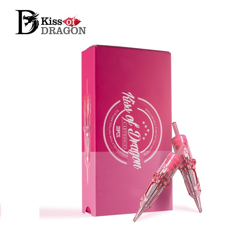 Dragon's Kiss Pink 08-12 Series Integrated Needle Tattoo Pen Motor Short Needles 20 Pcs - Image 1