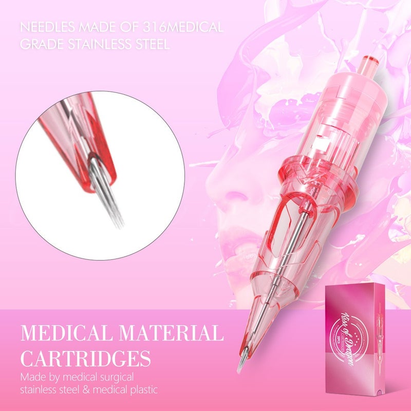 Dragon's Kiss Pink 08-12 Series Integrated Needle Tattoo Pen Motor Short Needles 20 Pcs - Image 2