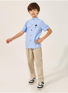 Styli Embroidered Detail Mandarin Collared Shirt  - Image 2