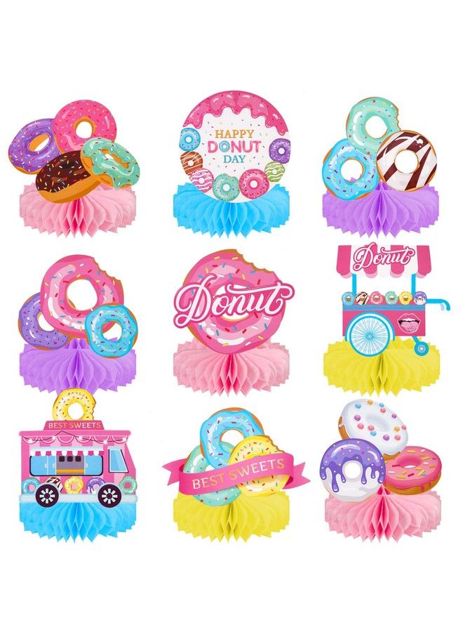 umoni 9Pcs Donut Birthday Party Decoration Donut Table Honeycomb Centerpieces Donut Theme Table Decoration For Girlssweet Theme Donut Birthday Party Supplies - Image 1