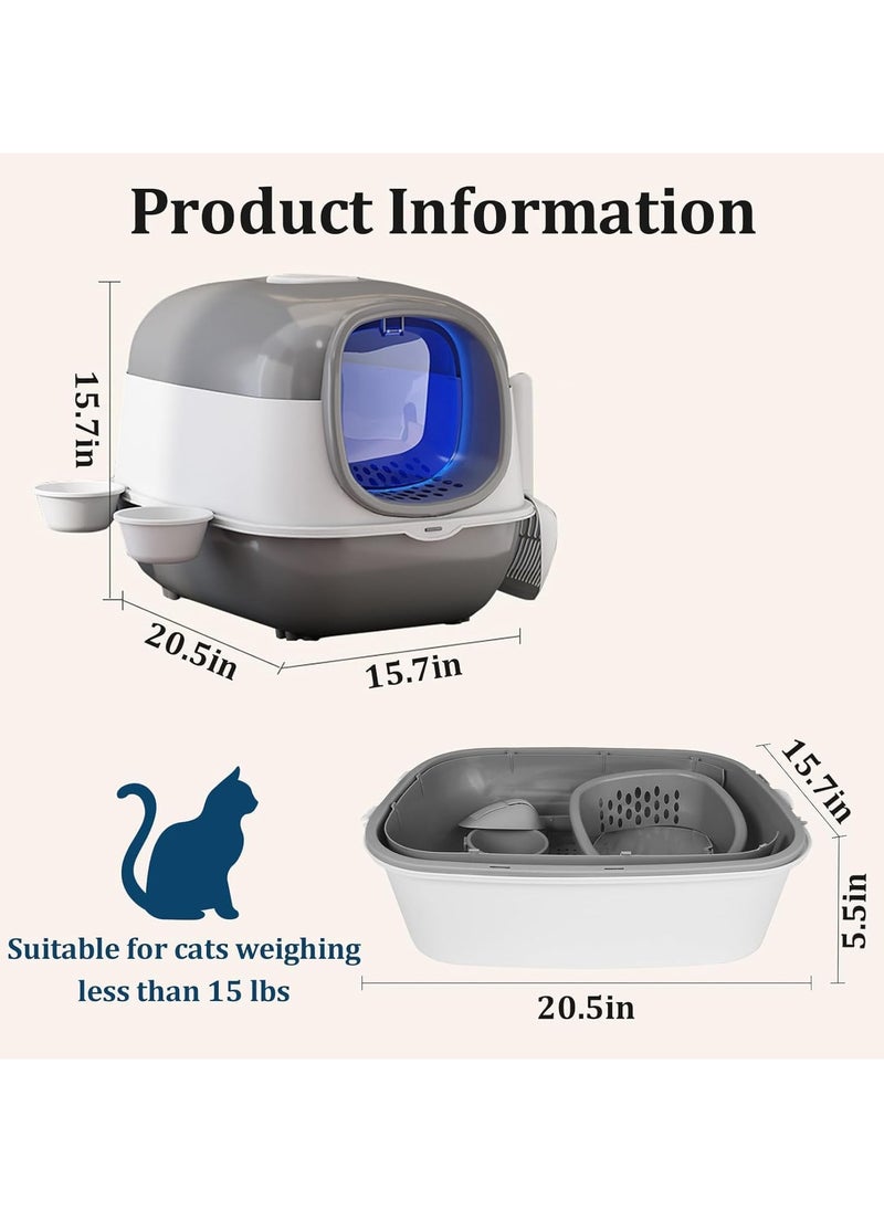 Generic - UV Extra Large Space Cat Litter Box， Foldable Cat Litter Box with Lid Large Covered Cat Litter Box Enclosed Litter Box with Scoop and Bowl Anti-Splashing Kitty Litter Pan Closed Cat Toilet - Image 1