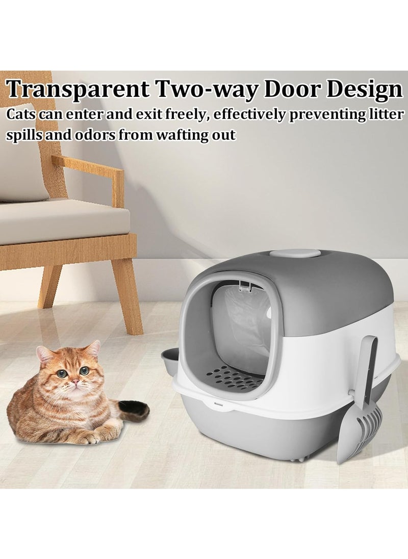Generic - UV Extra Large Space Cat Litter Box， Foldable Cat Litter Box with Lid Large Covered Cat Litter Box Enclosed Litter Box with Scoop and Bowl Anti-Splashing Kitty Litter Pan Closed Cat Toilet - Image 1