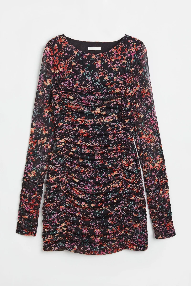 H&M Gathered mesh dress