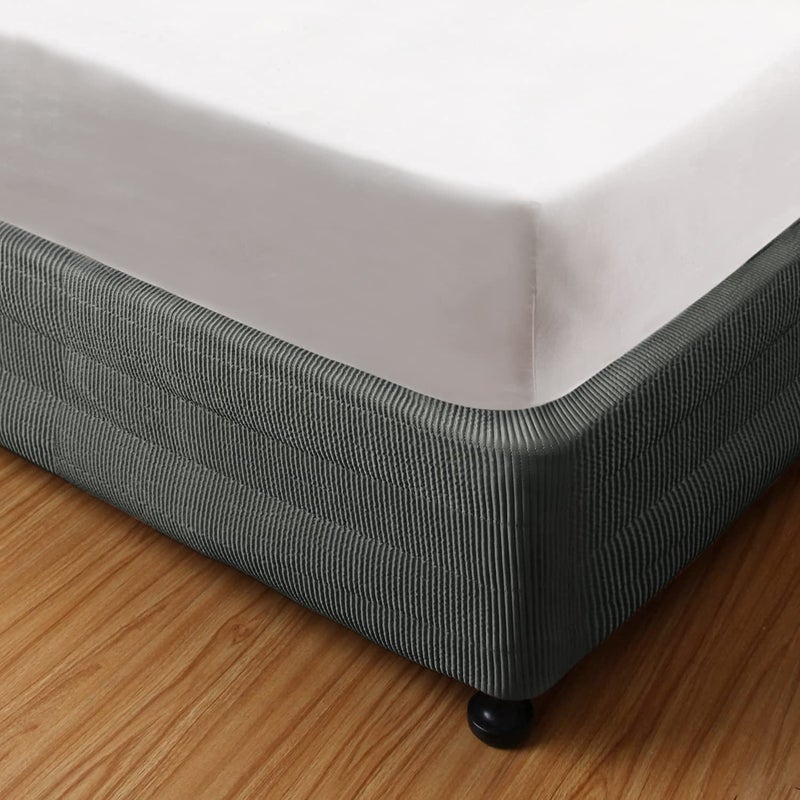 Marquess Box Spring CoverWrap Around ElasticVertical Stripe Pattern Bed Skirt Alternative15Drop LengthCharcoal King