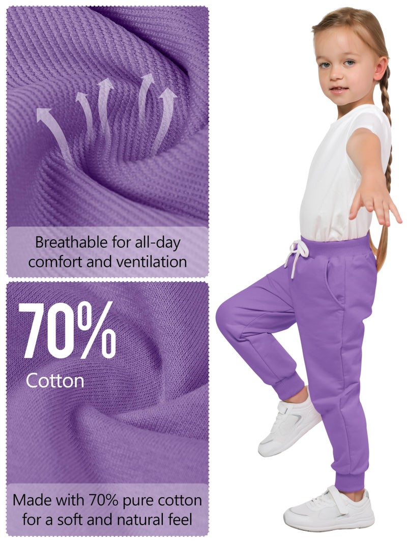 Resinta 4 Pack Girls' and Toddler Sweatpants Kids Active Jogger Pants Girls Casual Pull On Pants with Drawstring Pockets - Image 5