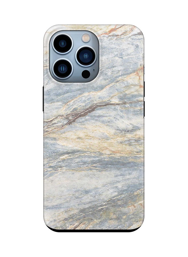 Tough Pro Series Case for Apple iPhone 14 Pro Dual Layer hybrid PC & TPU Customized Mobile Cover Shield with inner TPU protection Matte Finish - Marble Print Grey Classic