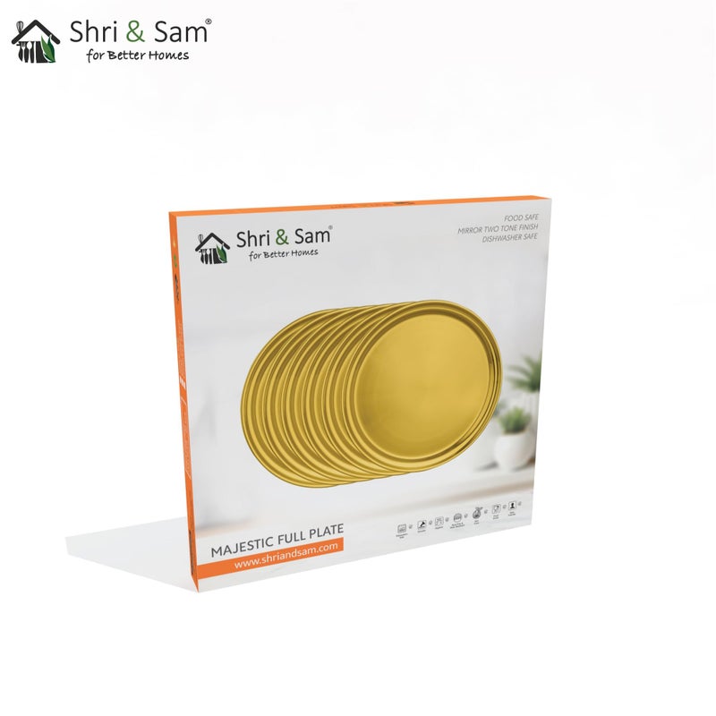 Shri & Sam Shri & Sam Majestic High Grade Stainless Steel Full Plate with Gold PVD Coating,6-Pieces  - Image 3