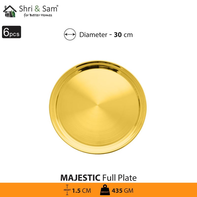 Shri & Sam Shri & Sam Majestic High Grade Stainless Steel Full Plate with Gold PVD Coating,6-Pieces  - Image 2