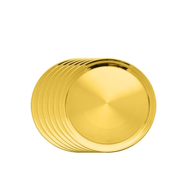 Shri & Sam Shri & Sam Majestic High Grade Stainless Steel Full Plate with Gold PVD Coating,6-Pieces  - Image 1