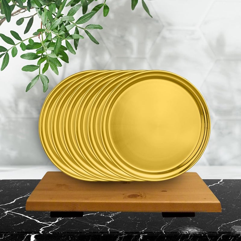 Shri & Sam Shri & Sam Majestic High Grade Stainless Steel Full Plate with Gold PVD Coating,6-Pieces  - Image 4