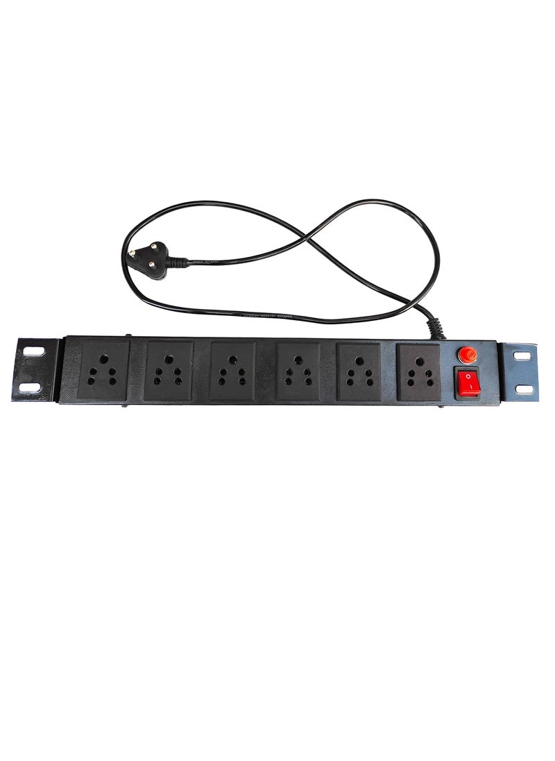 Generic KN - Extension Cord Laptop, Extension Cord with Switch, Surge Protector Device, Commercial and Household Purpose, Fuse Protector 6 Socket in 1 Switch, with Power Cord -1.25 mtr - Black (Pack of 1)  - Image 1