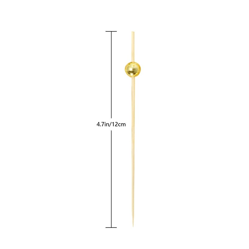 AIPNUN 100PCS Fancy Toothpicks for Appetizers, Gold Cocktail Picks for Party Decoration, Appetizer Skewers for Charcuterie Sandwich Burgers Fruit - 4.7 inch - Image 2