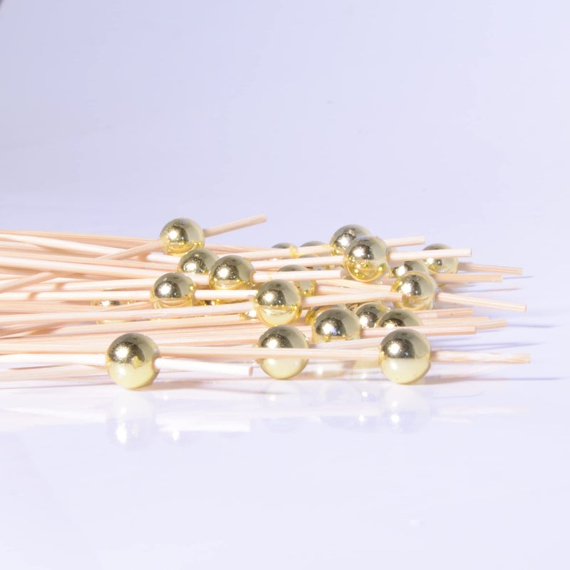 AIPNUN 100PCS Fancy Toothpicks for Appetizers, Gold Cocktail Picks for Party Decoration, Appetizer Skewers for Charcuterie Sandwich Burgers Fruit - 4.7 inch - Image 3