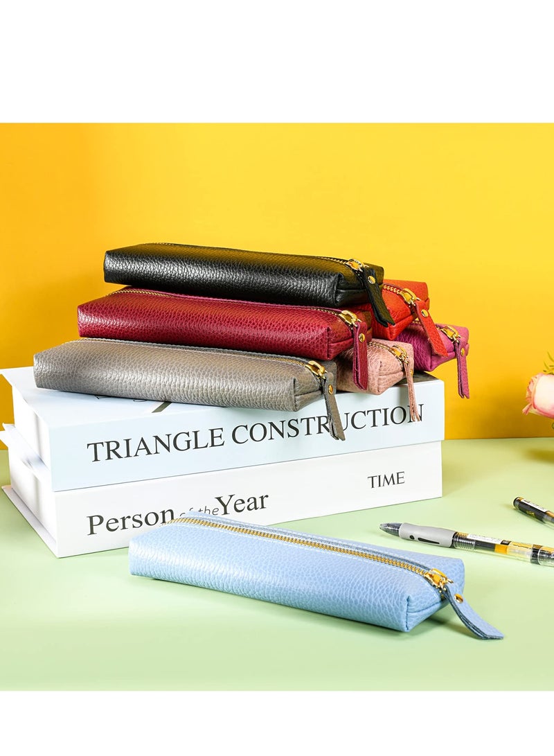 Loquat Genuine Leather Pen Case, Portable Cowhide Pencil Pouch with Zipper, Soft Black Simple Pen Bag for Adults, Student, Writer - Image 5