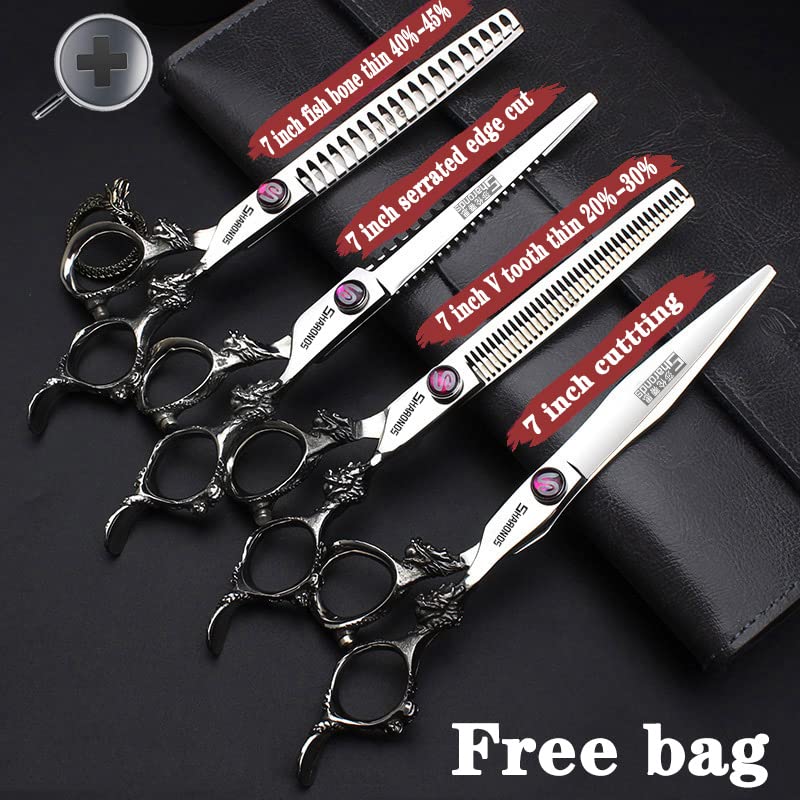 SHARONDS Hair Cutting Scissors Hairdressing Scissors Thinning Scissor Professional Barber Salon Home Shear For Men Women (7-inch 4pc) - Image 2